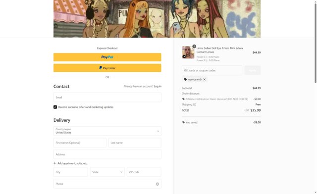 EYEVOS checkout page showing EYEVOS discount code box | Screenshot taken by SimplyCodes community member on Sep 5, 2025