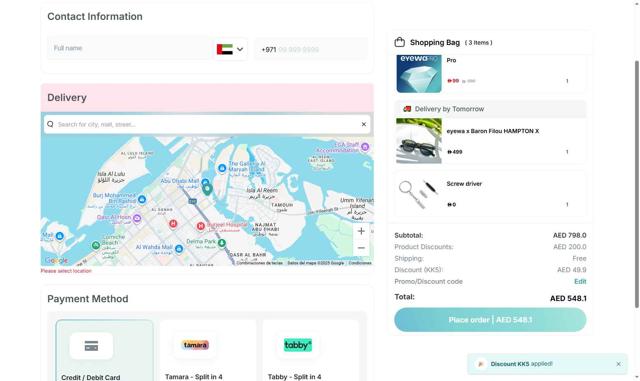 Eyewa checkout page showing Eyewa promo code box | Screenshot taken by SimplyCodes community member on Sep 14, 2025