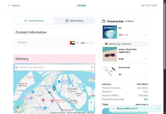 Eyewa checkout page showing Eyewa promo code box | Screenshot taken by SimplyCodes community member on Aug 17, 2025
