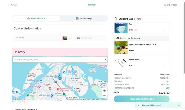 Eyewa checkout page showing Eyewa promo code box | Screenshot taken by SimplyCodes community member on Sep 14, 2025