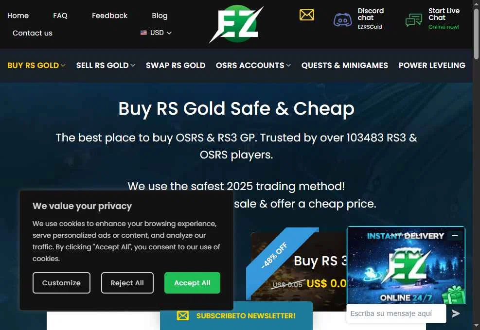 EZRSGold checkout page showing EZRSGold discount code box | Screenshot taken by SimplyCodes community member on Dec 26, 2025