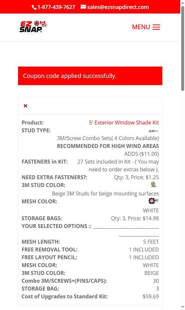 EZ Snap checkout page showing EZ Snap coupon code box | Screenshot taken by SimplyCodes community member on Jun 13, 2025