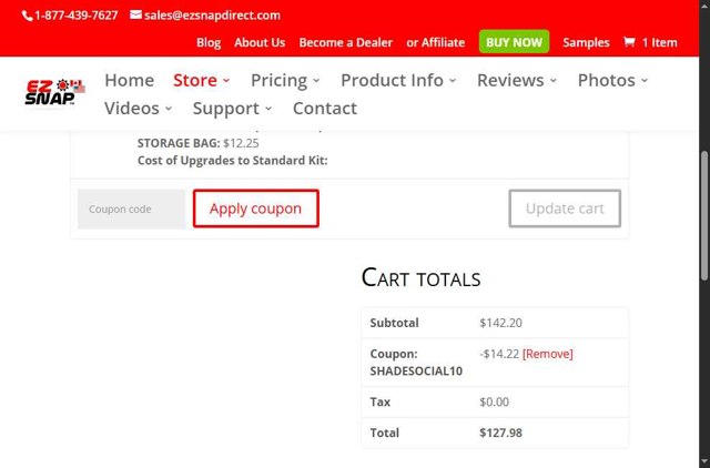 EZ Snap checkout page showing EZ Snap coupon code box | Screenshot taken by SimplyCodes community member on Jul 11, 2025