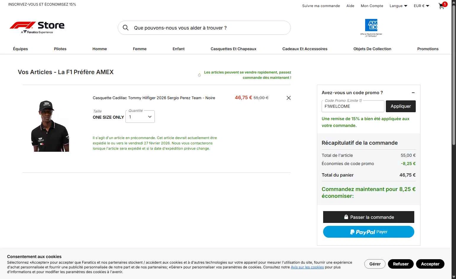 F1 TV checkout page showing F1 TV promo code box | Screenshot taken by SimplyCodes community member on Feb 11, 2026