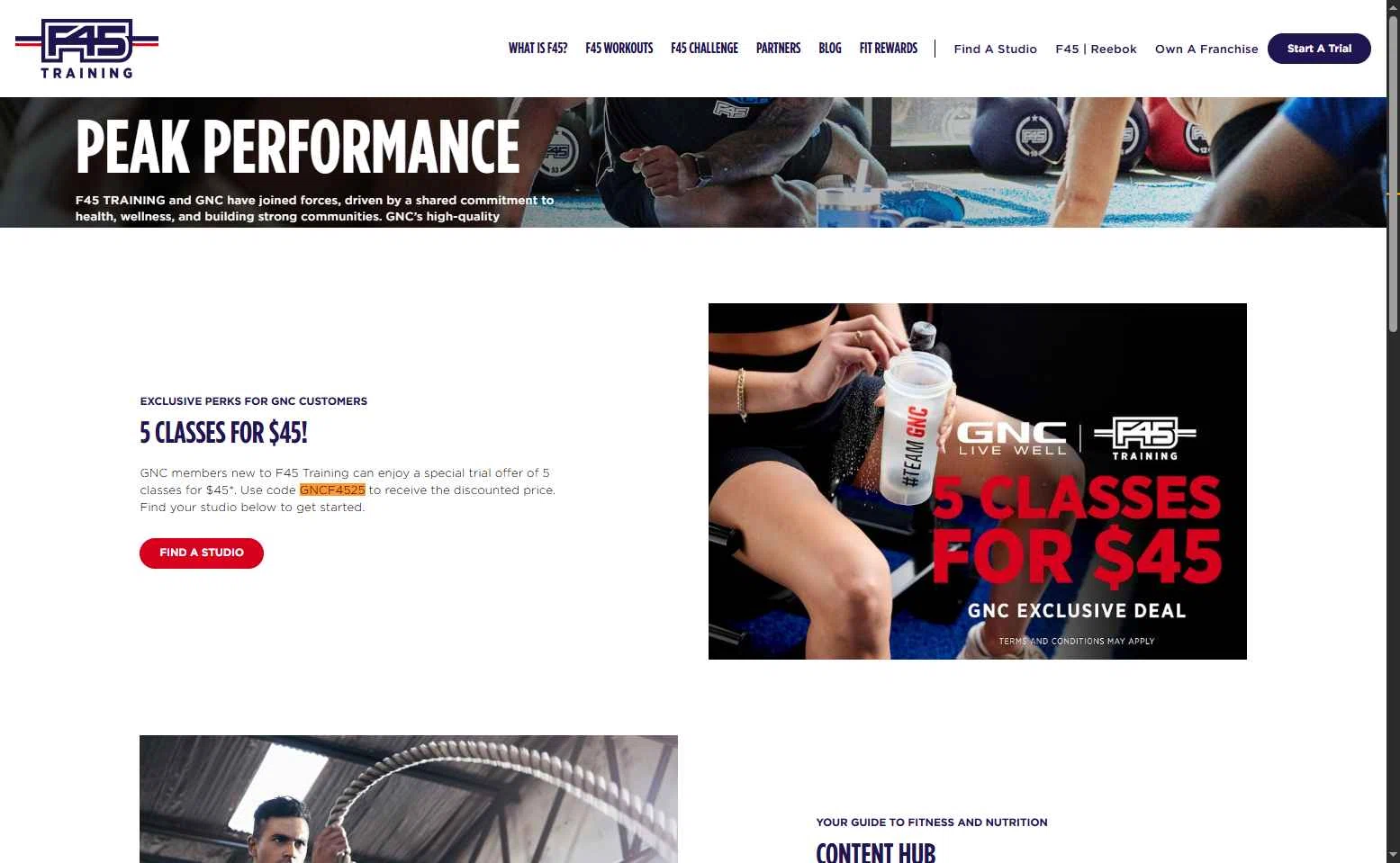F45 Training checkout page showing F45 Training promo code box | Screenshot taken by SimplyCodes community member on Nov 17, 2025