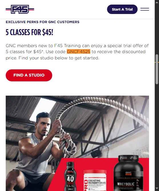F45 Training checkout page showing F45 Training promo code box | Screenshot taken by SimplyCodes community member on Feb 9, 2026
