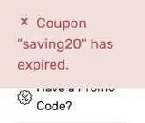 saving20 coupon verification screenshot