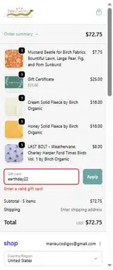 earthday22 coupon verification screenshot