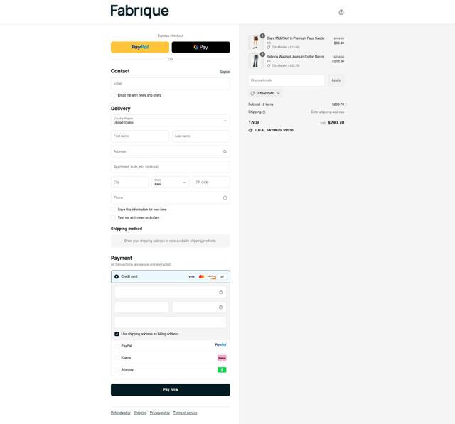 Fabrique checkout page showing Fabrique discount code box | Screenshot taken by SimplyCodes community member on Sep 14, 2025