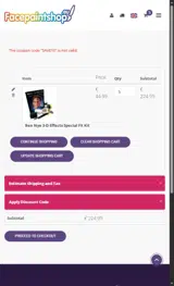 Facepaintshop EU coupon verification screenshot