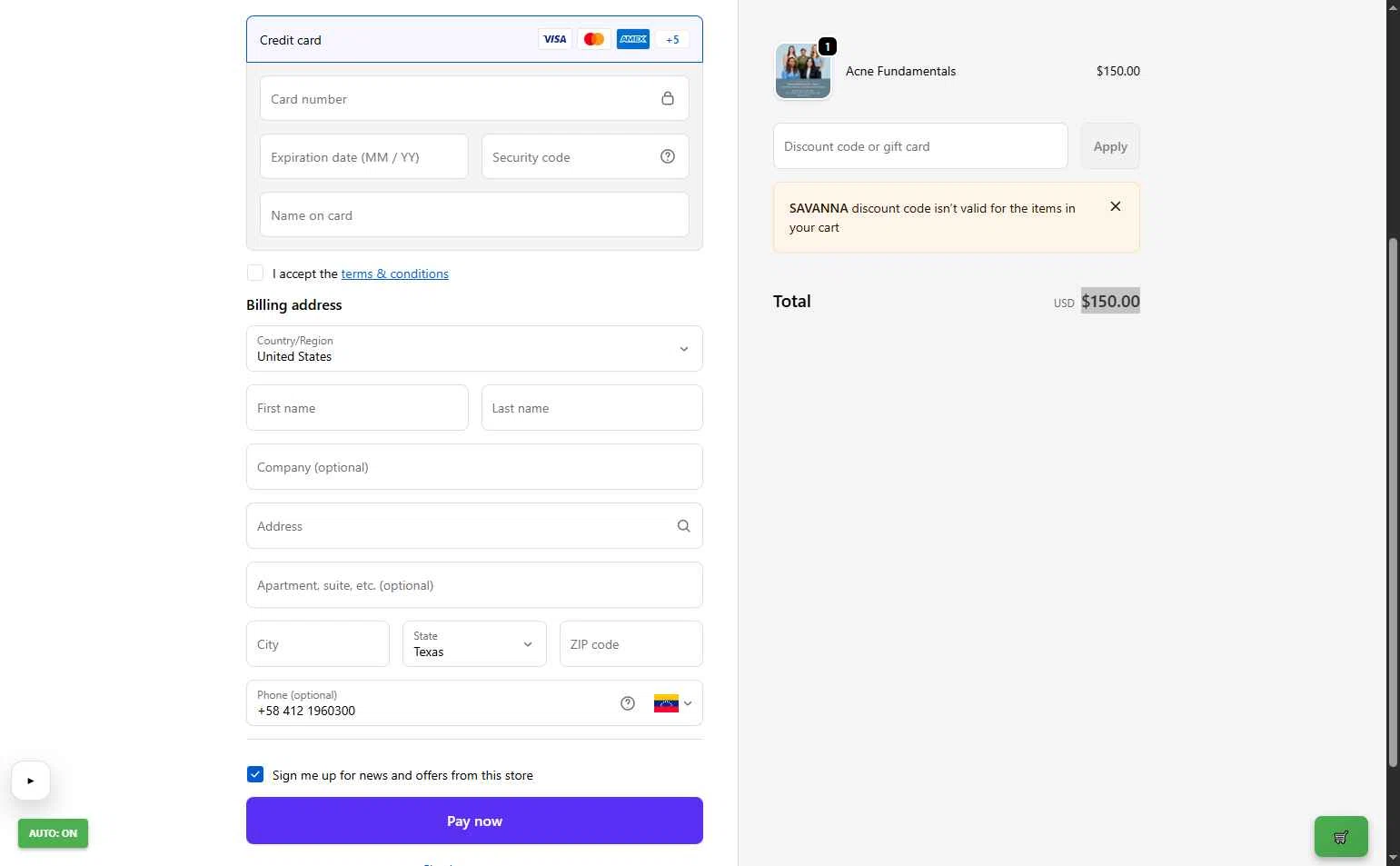 Face Reality Skincare checkout page showing Face Reality Skincare discount code box | Screenshot taken by SimplyCodes community member on Jan 20, 2026