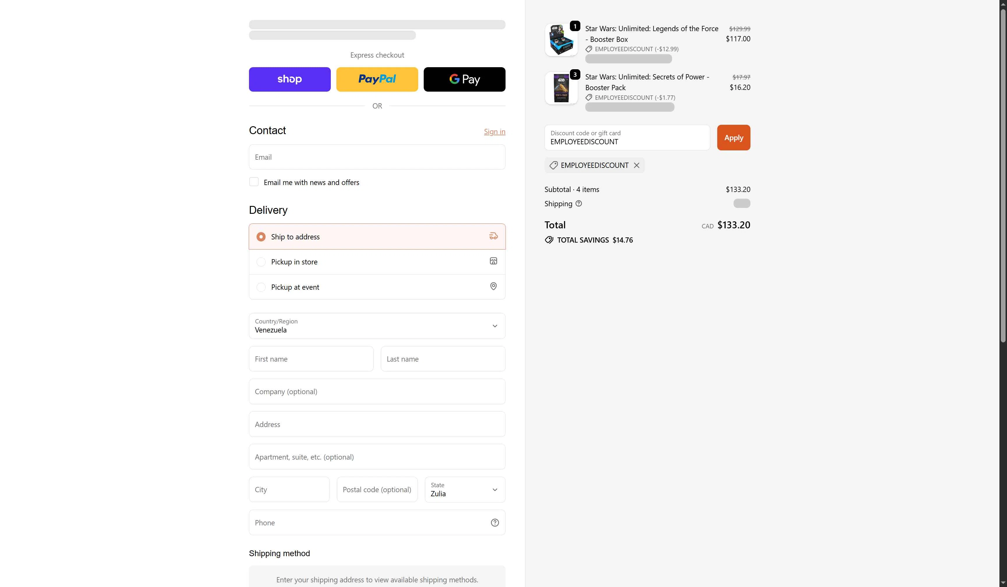 FacetoFacegames.com checkout page showing FacetoFacegames.com promo code box | Screenshot taken by SimplyCodes community member on Feb 7, 2026