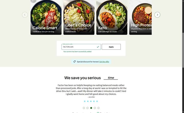 Factor75 checkout page showing Factor75 promo code box | Screenshot taken by SimplyCodes community member on Aug 6, 2025