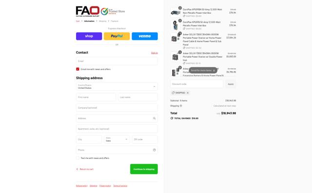Factory Authorized Outlet checkout page showing Factory Authorized Outlet discount code box | Screenshot taken by SimplyCodes community member on Sep 12, 2025