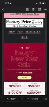 HNY2026 coupon verification screenshot