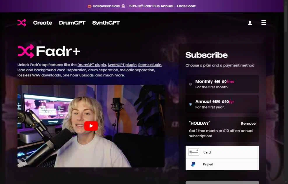 Fadr checkout page showing Fadr promo code box | Screenshot taken by SimplyCodes community member on Nov 5, 2025