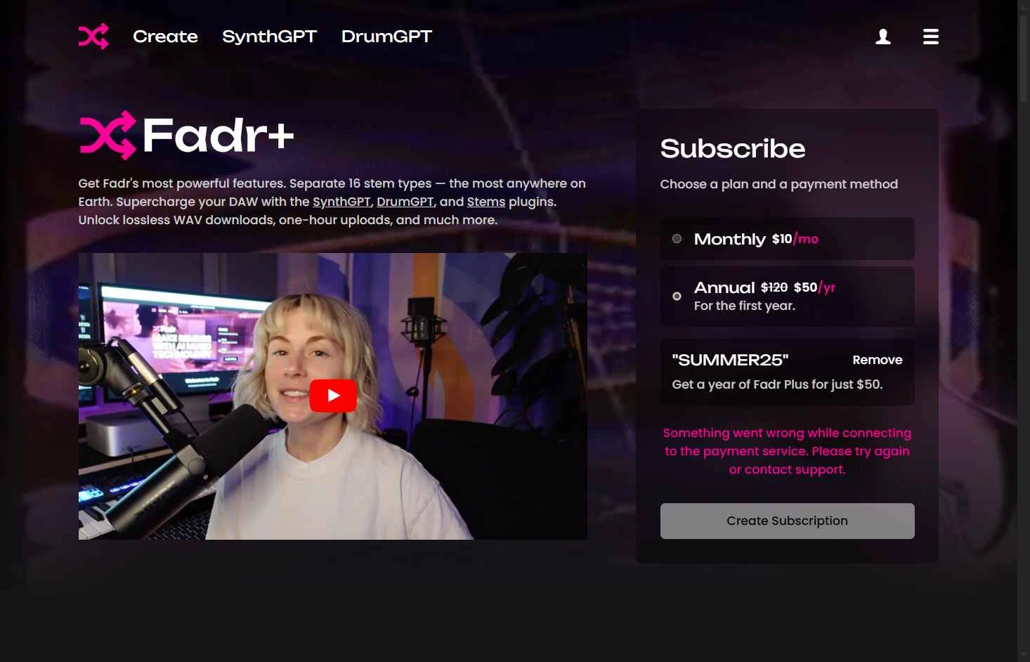 Fadr checkout page showing Fadr promo code box | Screenshot taken by SimplyCodes community member on Jan 17, 2026