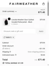 RMN15 coupon verification screenshot