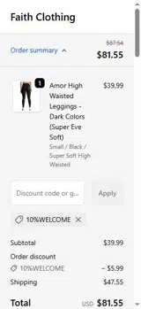 10%welcome coupon verification screenshot