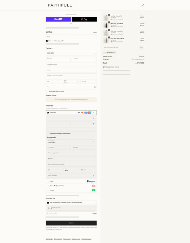 Faithfull The Brand checkout page showing Faithfull The Brand discount code box | Screenshot taken by SimplyCodes community member on Jun 29, 2025