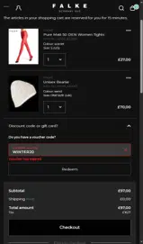WINTER20 coupon verification screenshot