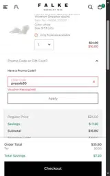 Falke coupon verification screenshot
