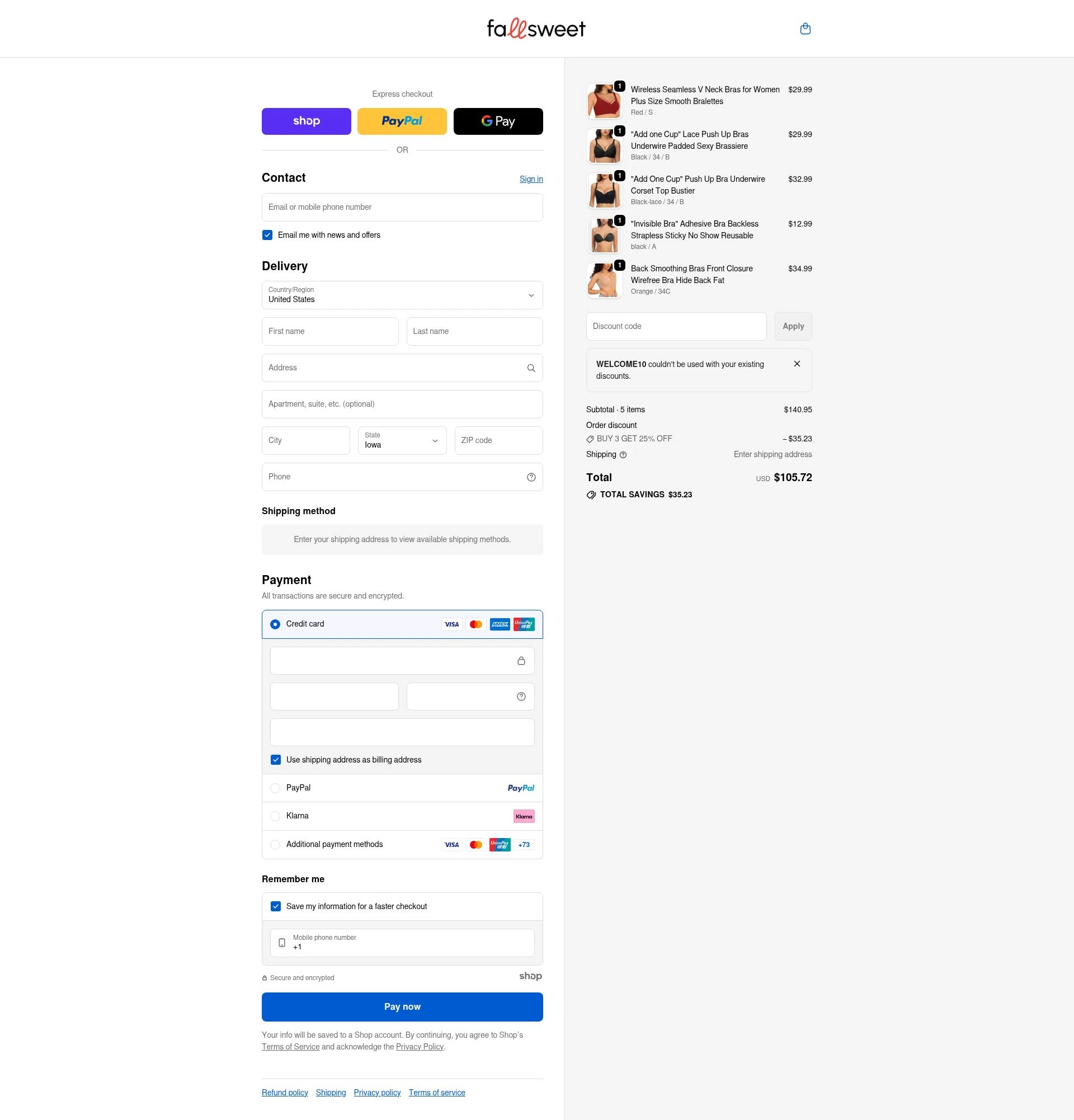 FallSweet checkout page showing FallSweet promo code box | Screenshot taken by SimplyCodes community member on Dec 24, 2025