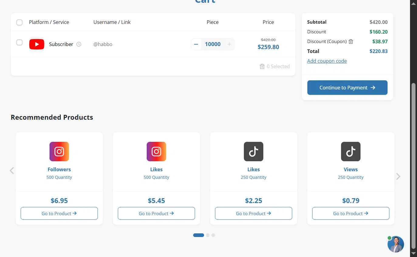 Famety checkout page showing Famety coupon code box | Screenshot taken by SimplyCodes community member on Oct 15, 2025