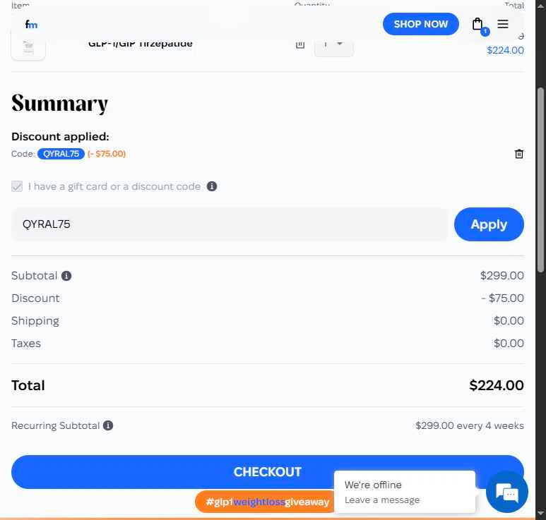 FancyMeds checkout page showing FancyMeds promo code box | Screenshot taken by SimplyCodes community member on Dec 17, 2025