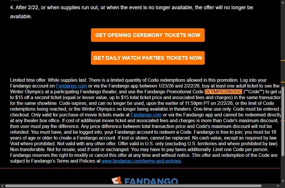 Fandango Promo Codes - 10% Off (5 Verified) Feb 2026