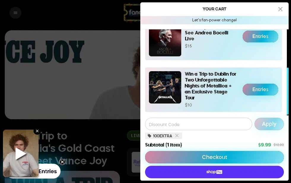 Fandiem checkout page showing Fandiem promo code box | Screenshot taken by SimplyCodes community member on Dec 19, 2025