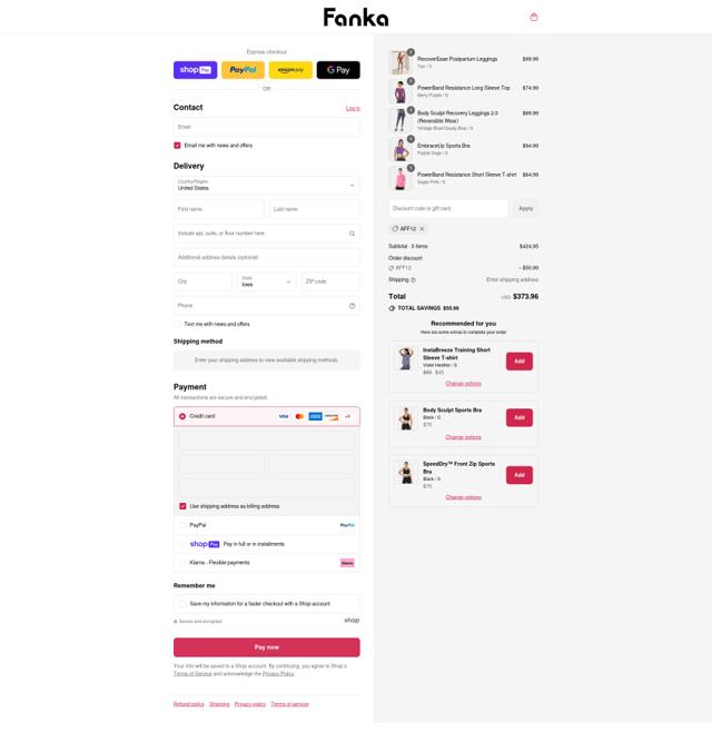 Fanka checkout page showing Fanka discount code box | Screenshot taken by SimplyCodes community member on Aug 13, 2025