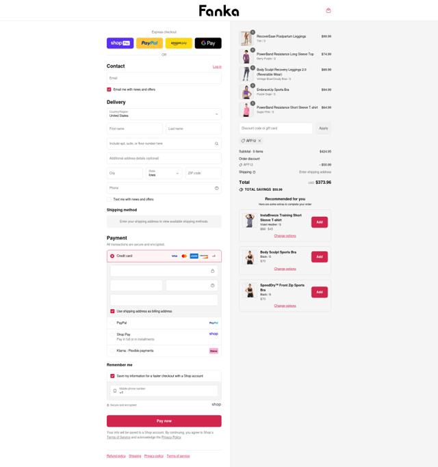 Fanka checkout page showing Fanka discount code box | Screenshot taken by SimplyCodes community member on Aug 17, 2025