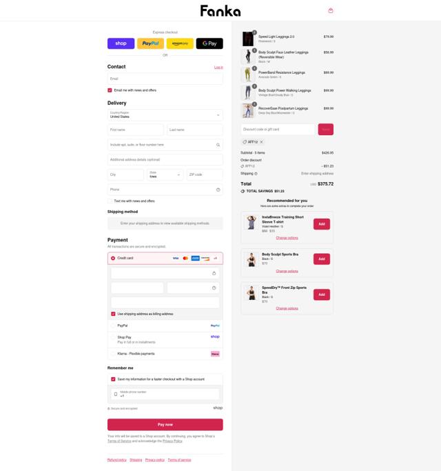 Fanka checkout page showing Fanka discount code box | Screenshot taken by SimplyCodes community member on Sep 8, 2025