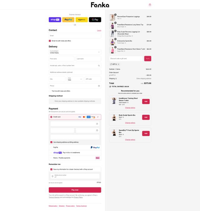 Fanka checkout page showing Fanka discount code box | Screenshot taken by SimplyCodes community member on Aug 9, 2025