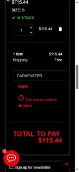 DARKEASTER coupon verification screenshot