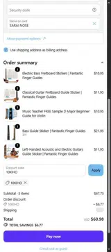 Fantastic Finger Guides coupon verification screenshot