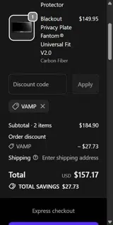 VAMP coupon verification screenshot