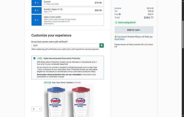 FareHarbor checkout page showing FareHarbor promo code box | Screenshot taken by SimplyCodes community member on Sep 4, 2025