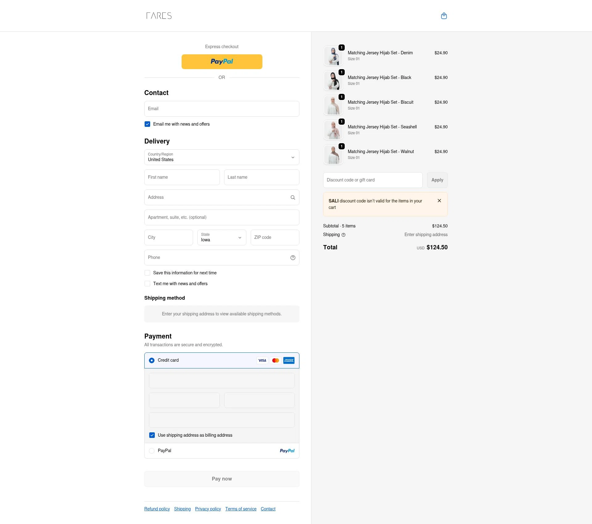 FARES checkout page showing FARES discount code box | Screenshot taken by SimplyCodes community member on Feb 18, 2026