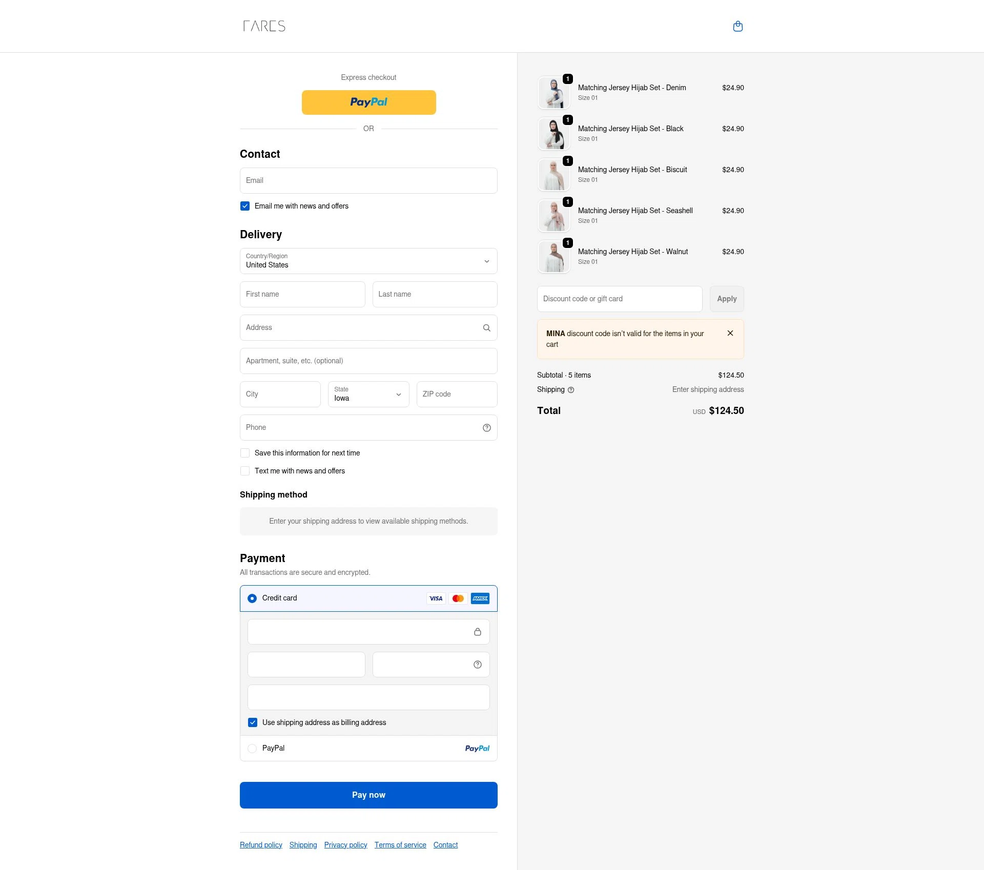 FARES checkout page showing FARES discount code box | Screenshot taken by SimplyCodes community member on Feb 18, 2026