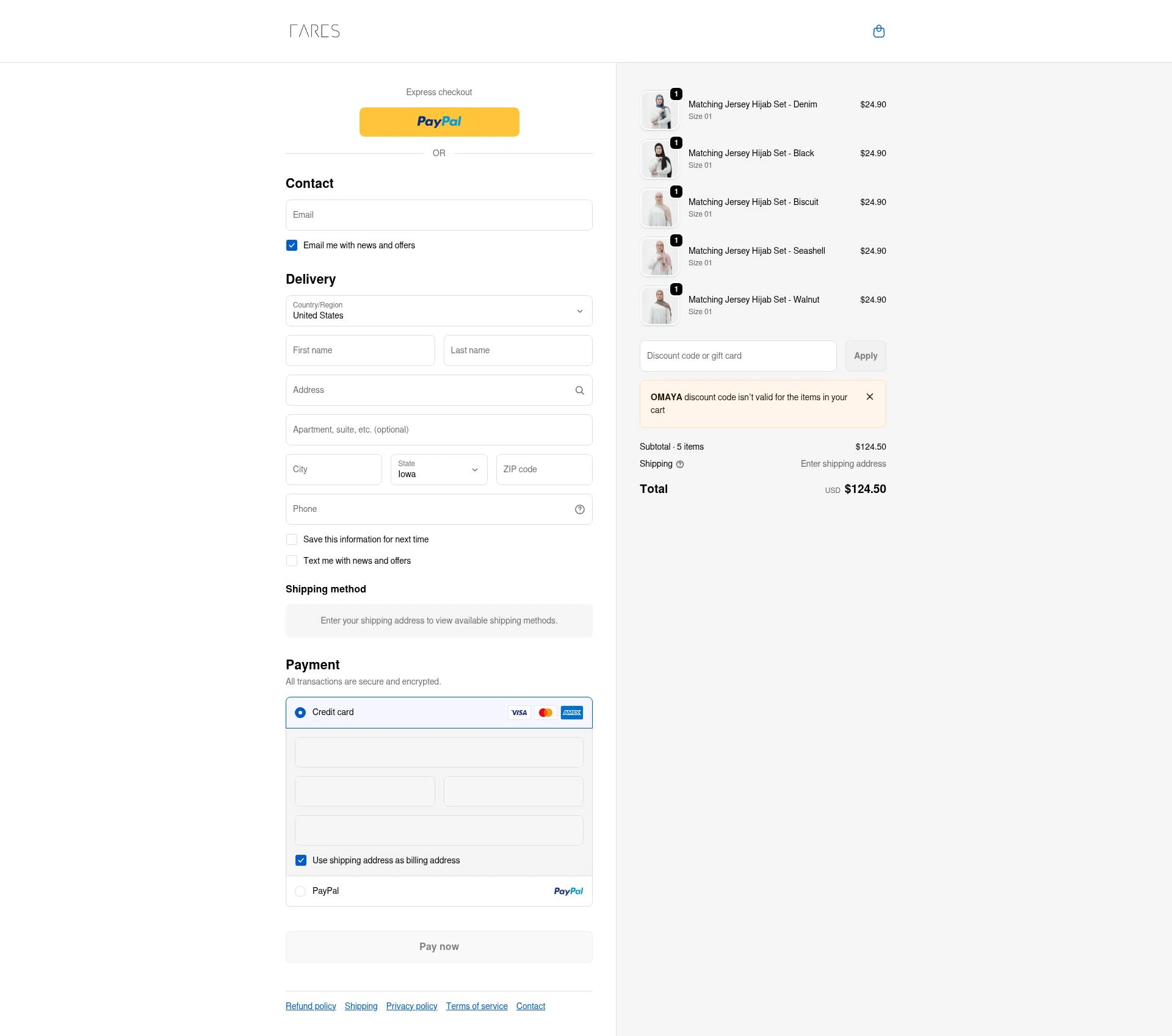 FARES checkout page showing FARES discount code box | Screenshot taken by SimplyCodes community member on Feb 18, 2026