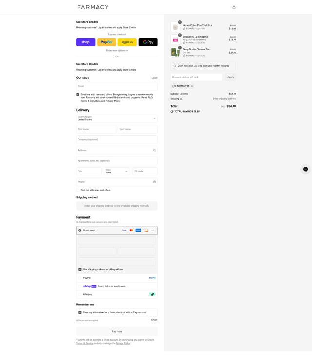 Farmacy Beauty checkout page showing Farmacy Beauty coupon code box | Screenshot taken by SimplyCodes community member on Aug 13, 2025