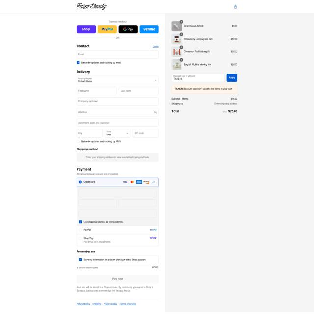 FarmSteady checkout page showing FarmSteady promo code box | Screenshot taken by SimplyCodes community member on Sep 5, 2025