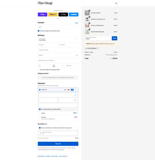 FarmSteady checkout page showing FarmSteady promo code box | Screenshot taken by SimplyCodes community member on Sep 9, 2025