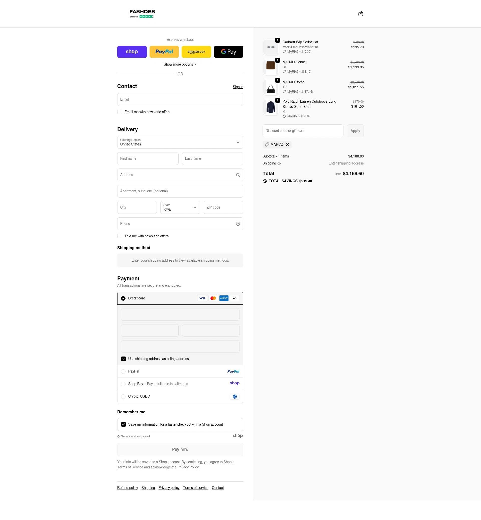 Fashdes checkout page showing Fashdes coupon code box | Screenshot taken by SimplyCodes community member on Nov 28, 2025