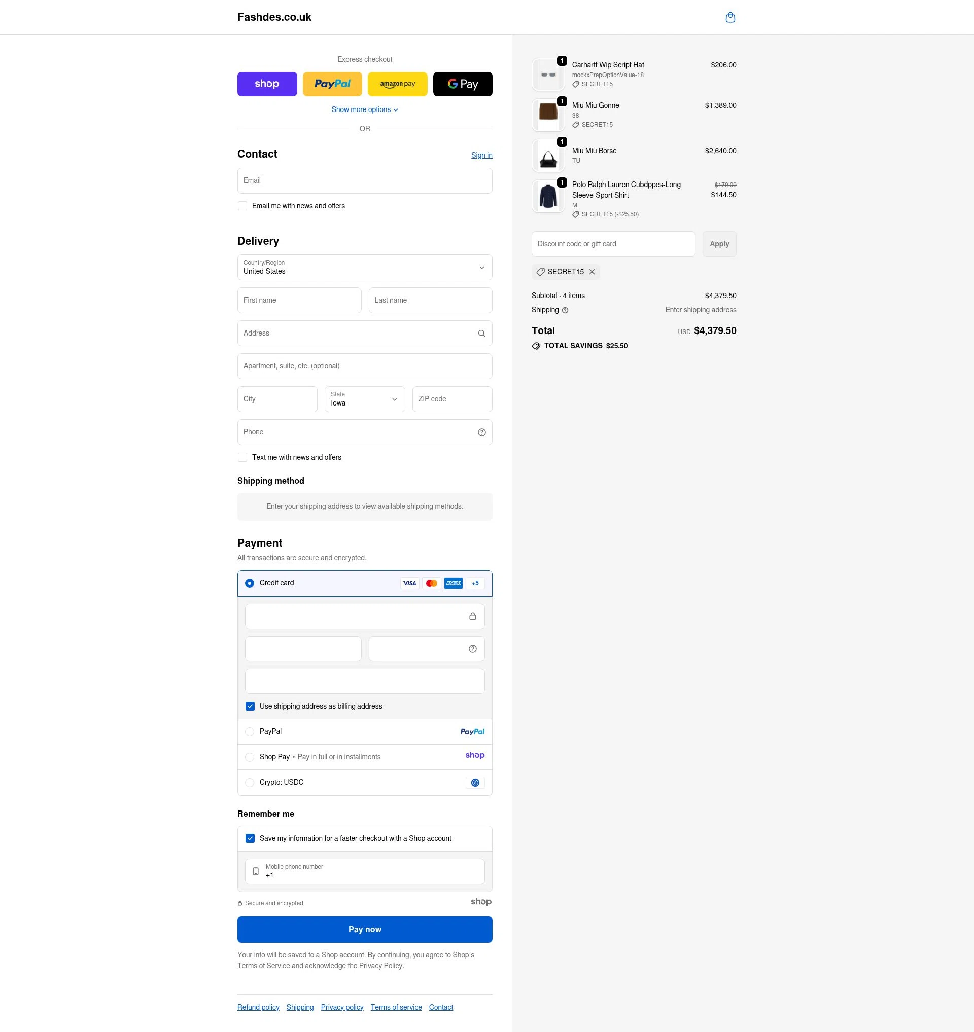 Fashdes checkout page showing Fashdes coupon code box | Screenshot taken by SimplyCodes community member on Nov 23, 2025
