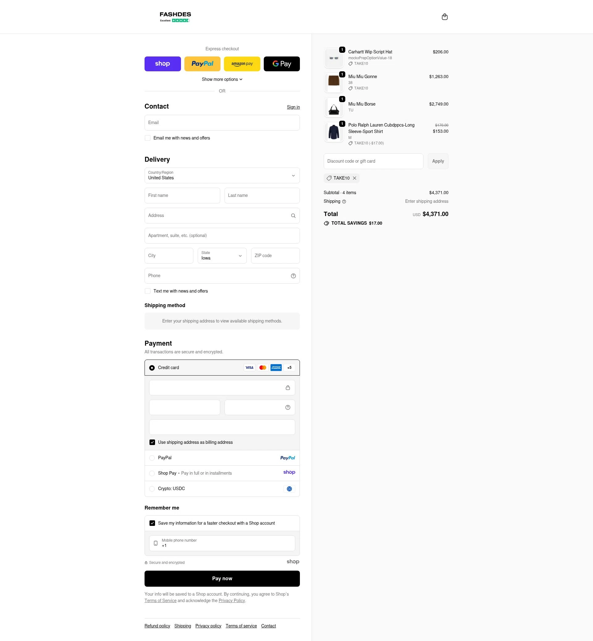 Fashdes checkout page showing Fashdes coupon code box | Screenshot taken by SimplyCodes community member on Nov 28, 2025