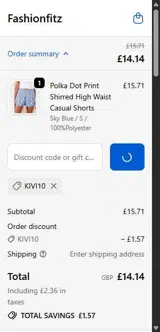 KIVI10 coupon verification screenshot