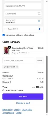 Fashion Fitz coupon verification screenshot